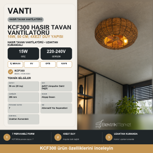 Vanti 15W 50cm (20inç) Hasır Tavan Vantilatörü KCF300