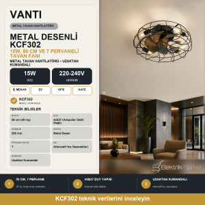 Vanti 15W 50cm (20inç) Metal Tavan Vantilatörü KCF302