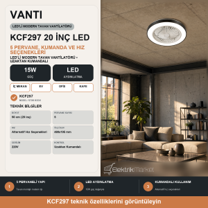 Vanti 15W 50cm (20inç) Ledli Modern Tavan Vantilatörü KCF297