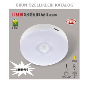 Cata Şarjlı 4000K Naturel Beyaz Sensörlü Kablosuz Led Cabinet Mıknatıslı CT-5180