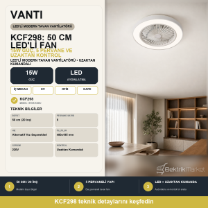 Vanti 15W 50cm (20inç) Ledli Modern Tavan Vantilatörü KCF298