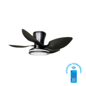 Vanti 30 Watt 71 cm (28 inç) Ledli Dekoratif Vantilatör Siyah KCF303