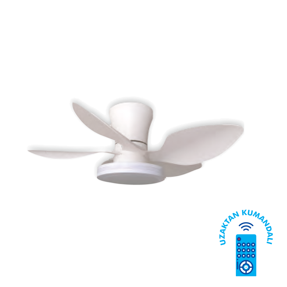 Vanti 30 Watt 71cm  (28inç) Ledli Dekoratif Vantilatör Beyaz KCF304