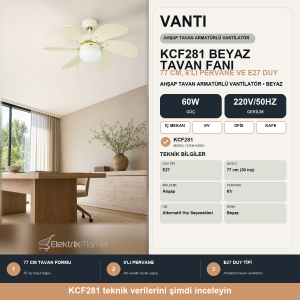 Vanti Beyaz Ahşap Tavan Armatür 77cm (30inç) KCF281