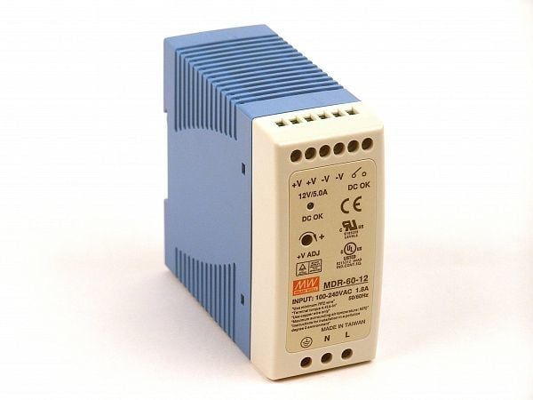 MEANWELL- MDR-60-12 	12Vdc 5.0Amp DIN Rail