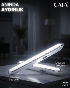 Cata Şarjlı Tuna 6400K Beyaz Işık 60 Ledli Işıldak CT-9960