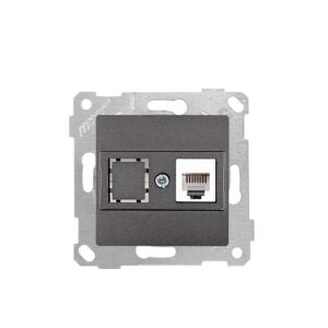 Mutlusan Mek+Tuş Telefon Prizi 1Xrj12 Cat3 Füme- 2200 125 0195