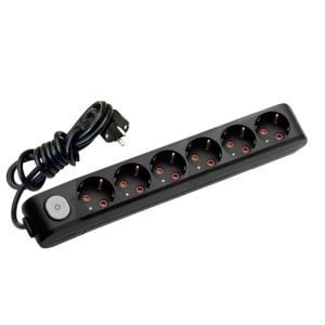 Viko Multi-let Altılı Priz Anahtarlı Topraklı Kablolu Ç.K. - 2 Metre Siyah 90 13 76 02