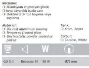 Jupiter GU5.3 Duy Krom Camlı Banyo Spot JH515