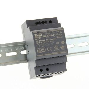 MEANWELL- HDR-060-12 	12Vdc 4.5Amp DIN Rail StepShape