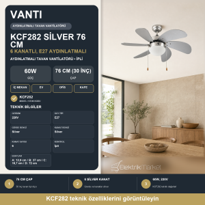 Vanti Silver Tavan Tip Vantilatör 60w 76cm (30inç) KCF282