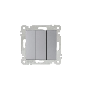 Mutlusan Mek+Tuş Üçlü Anahtar Rita Metalik İnox- 2200 409 0282 (Çerçeve Hariç)