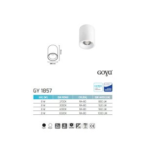 Goya 8 Watt  Sıva Üstü Spot Gün Işığı Triac Dim (GOYA) GY 1857
