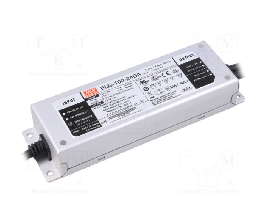 MEANWELL- ELG-100-24DA 	24Vdc 4.00Amp DALI Control  Led Sürücü - Güç kaynağı