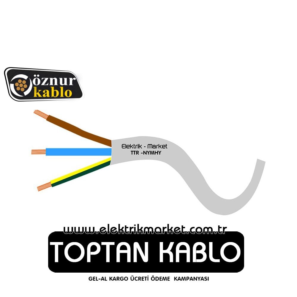 Öznur Kablo 3x0,75 mm Beyaz TTR - NYMHY