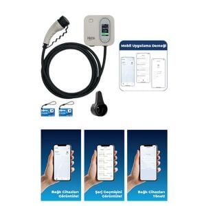 Hims HCDKB-22 22kw Destekli 5m Kablolu Smart Beyaz Elektrikli Araç Şarj İstasyonu