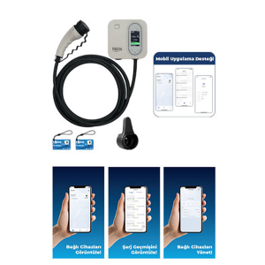 Hims HCDKB-22 22kw Destekli 5m Kablolu Smart Beyaz Elektrikli Araç Şarj İstasyonu