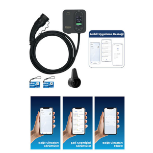 Hims HCDKS-22 Siyah 22kW 5m Kablolu Smart Elektrikli Araç Şarj İstasyonu