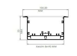 Darklight 155 68W 2290 mm Sıva Altı Linear Düz Difüzör DL1555 2250 3000K Gün Işığı