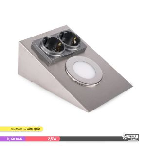 ACK 3000K 2.5W Çift Prizli Tezgah Altı Armatür AH11-00204
