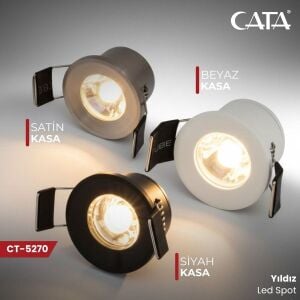 Cata 1.5 Watt 3200K Gün Işığı Satin Kasa Power Ledli Yıldız Spot CT-5270SG
