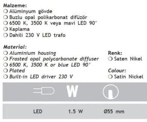 Jupiter 3000K Gün Işığı Sabit Led Spot  LW966