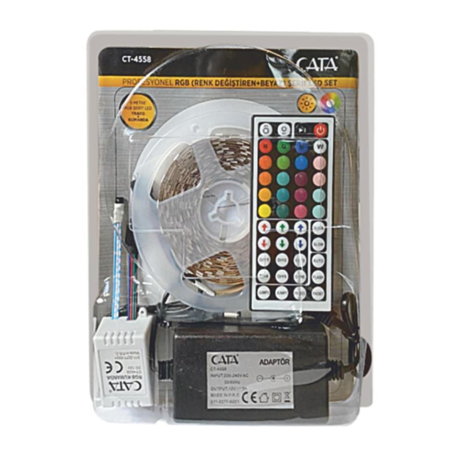 Cata RGB Şerit Led Seti 220v 352 Renk + Trafo + Kumanda  CT-4558