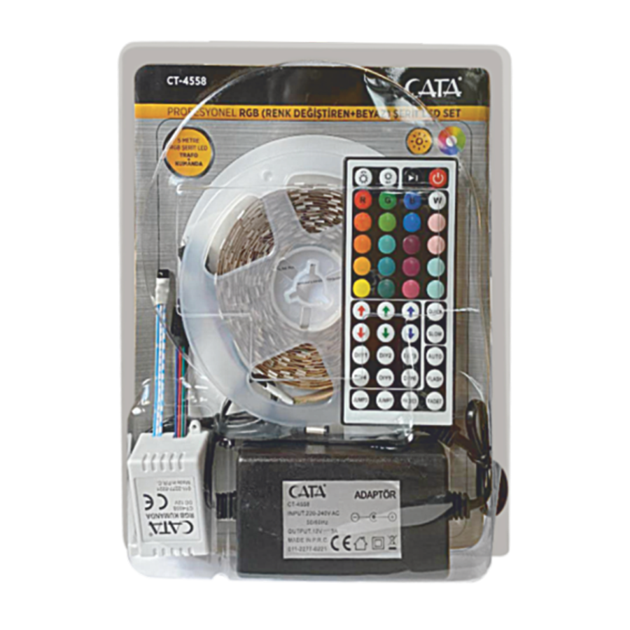 Cata RGB Şerit Led Seti 220v 352 Renk + Trafo + Kumanda  CT-4558
