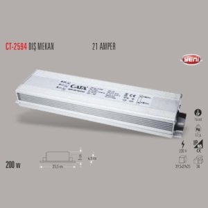 Cata 250w 12v Dış Mekan 21A Led Trafosu CT-2594
