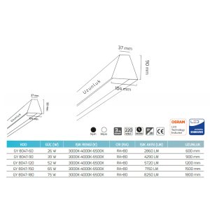 Goya 52w Sıva Üstü ve Sarkıt Led Armatür GY 8047-52