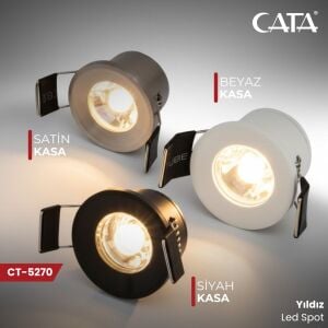 Cata 1.5W Siyah Kasa 3200K Gün Işığı Power Ledli Yıldız Spot CT-5270SYHG