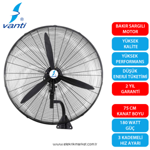 Vanti Sanayi Tipi Duvar Vantilatör 75cm (30inç)- KCF292-DV