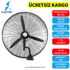 Vanti Sanayi Tipi Duvar Vantilatör 75cm- KCF292-DV