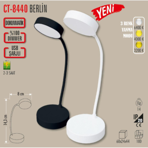 Cata Berlin Şarjlı Masa Lambası CT-8440