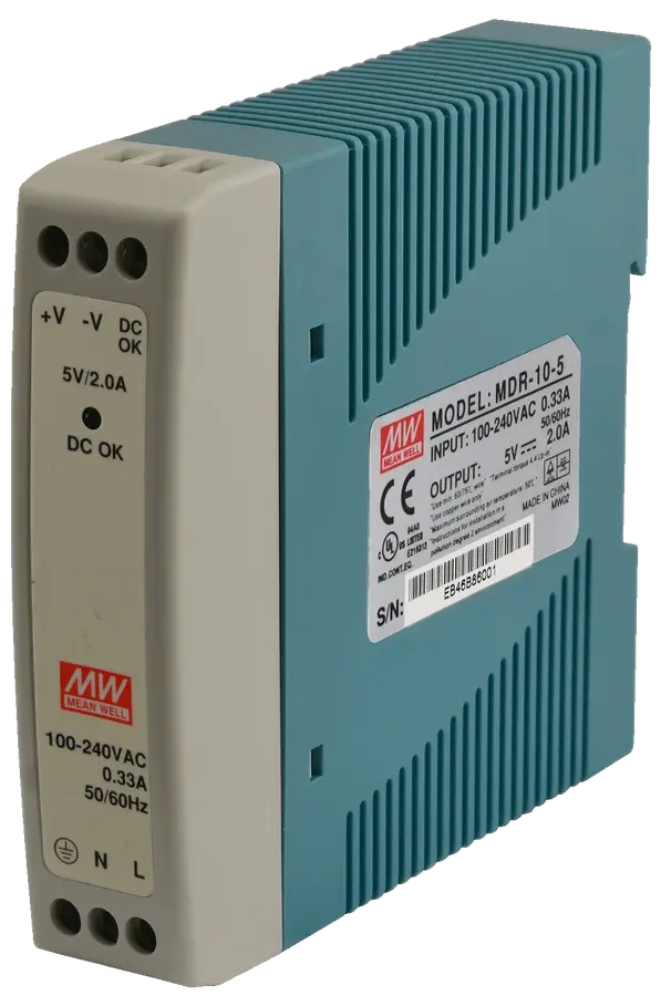 MEANWELL- MDR-010-05 	5Vdc 2.0Amp DIN Rail  Ray Montaj