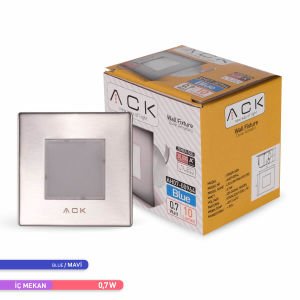 ACK LED 1,5W Mavi Işık 7,75 cm x 7,75 cm x 5,3 cm Merdiven-Duvar Armatürü AH07-00964
