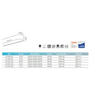 Goya 74W 6500K Beyaz Işık Sarkıt Lineer Armatür GY 8110-180B