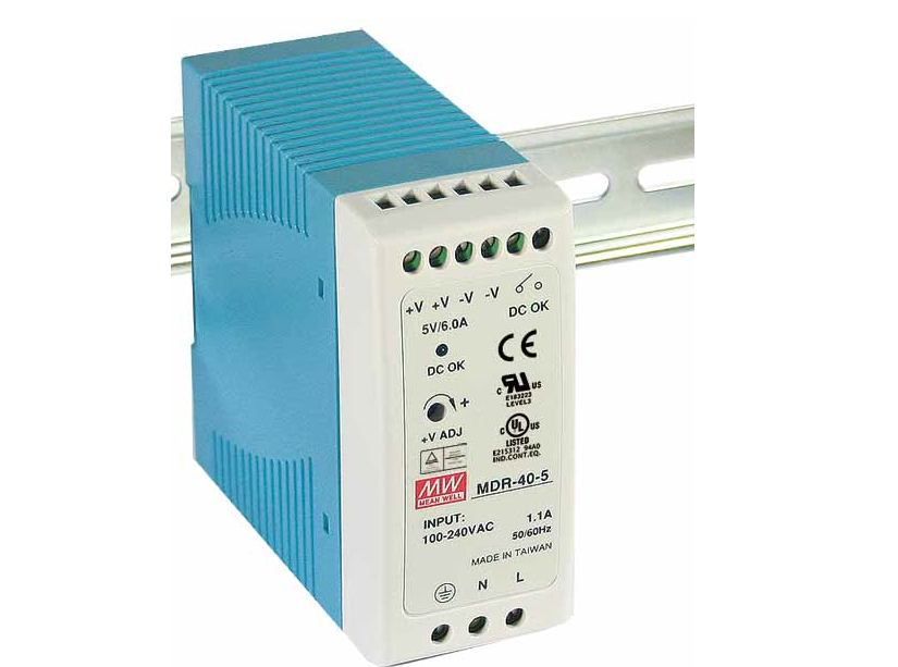 MEANWELL- MDR-40-5 5Vdc 6.0Amp DIN Rail  Ray Montaj