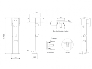 Bemis Elektrikli Araç Şarj Pedestal BAK-8300-0000