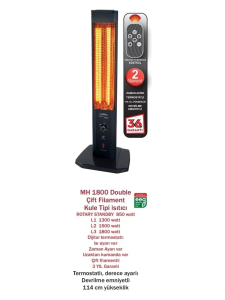 Luxell 1800W Çift Flament Kule Tipi Kumandalı Isıtıcı MH 1800 Double
