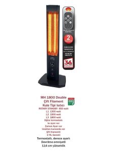 Luxell 1800W Çift Flament Kule Tipi Kumandalı Isıtıcı MH 1800 Double