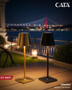 Cata İstanbul Şarjlı Dim Edilebilir  Altın Renk Masa Lambası CT-8437