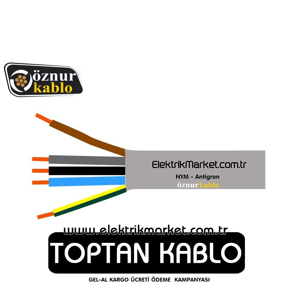 Öznur Kablo 5x2,5 mm NYM (Antigron) 1 Metre