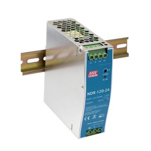 MEANWELL- NDR-120-24 	24Vdc 5.0Amp DIN Rail  Ray Montaj
