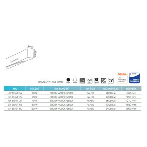 Goya  Sıva Üstü ve Sarkıt Lineer Armatür  - GY 8043