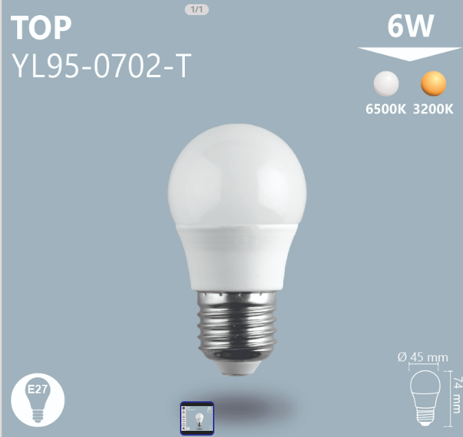 Noas 6W 3200K Gün Işığı Top Led Ampul YL95 0702 T