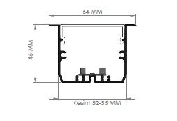 Darklight 64 42W 1505 mm Sıva Altı Linear Düz Difüzör DL6446 1500