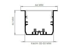 Darklight 64 56W 2005 mm Sıva Altı Linear Düz Difüzör DL6446 2000