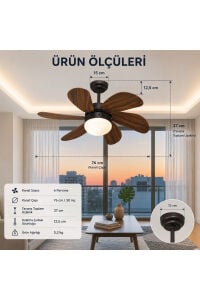 Vanti KCF280K 30W Ahşap Desenli 75CM (30 İnç) Uzaktan Kumandalı Tavan Vantilatörü