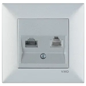 Viko Artline Trenda Data-Numeris Telefon Prizi (RJ45-CAT6-RJ11) (Çerçeve Hariç) Gümüş